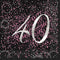 GLITZ PINK 16 FOIL STAMPED "40" LUNCHEON NAPKINS 2PLY 33CM X 33CM (13" X 13")